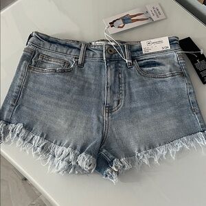 Light Blue Frayed Hem Jean Shorts
#122